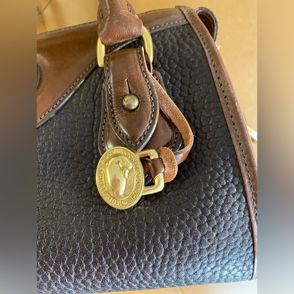 Vintage Dooney & Bourke All Weather Leather Brown Black Handbag Bag Satchel D&B - Picture 12 of 15